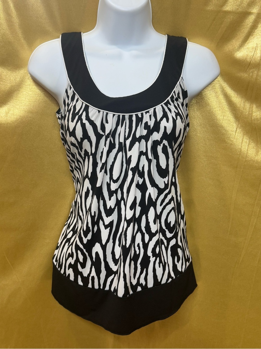 IZ Byer California Zebra Print Contrast Hem Halter Tank Top - Size Small